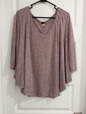 We The Free Heathered Mauve V-Neck Draped Tunic